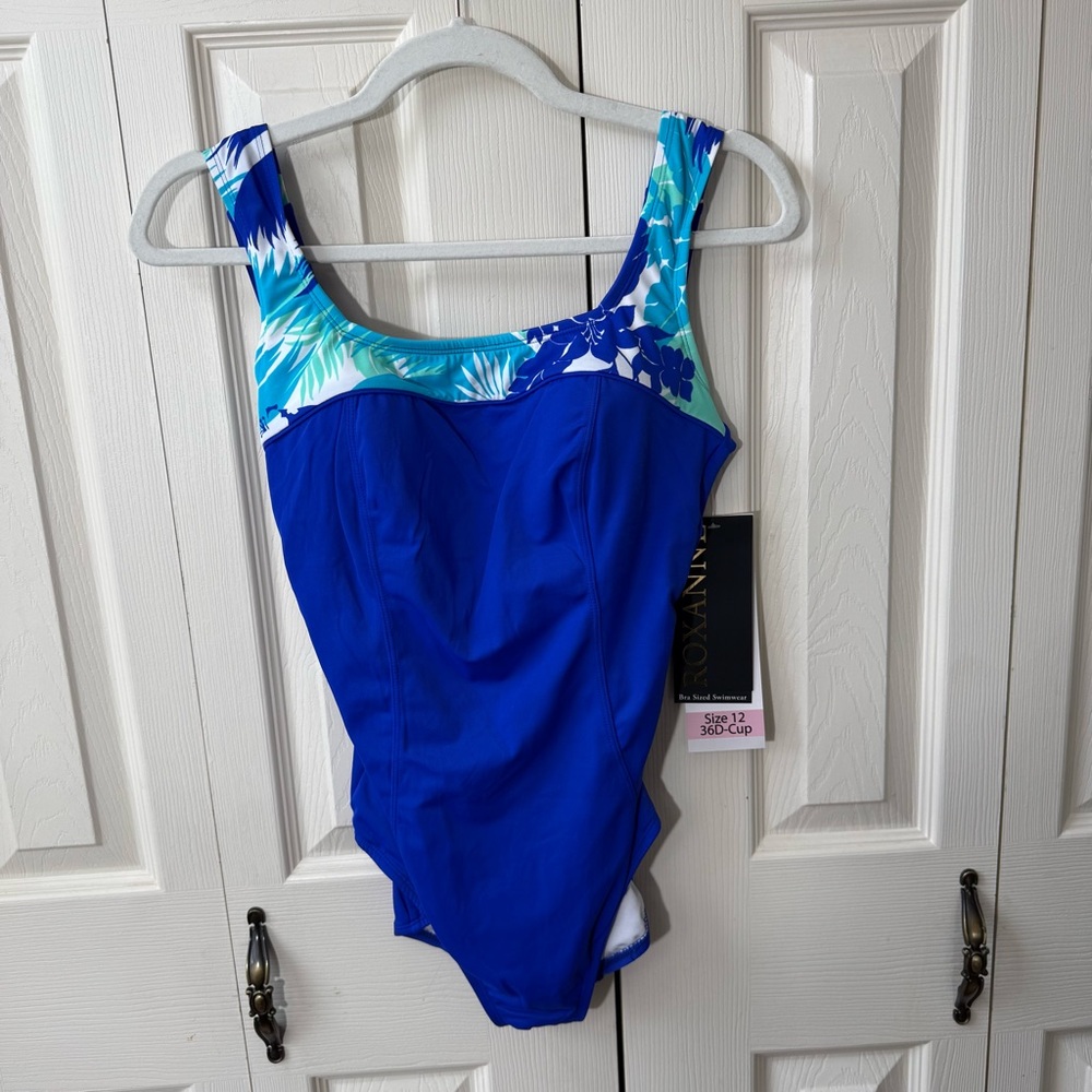Roxanne Bra Size Square Neck One Piece Swimsuit Womens Size 12/36D